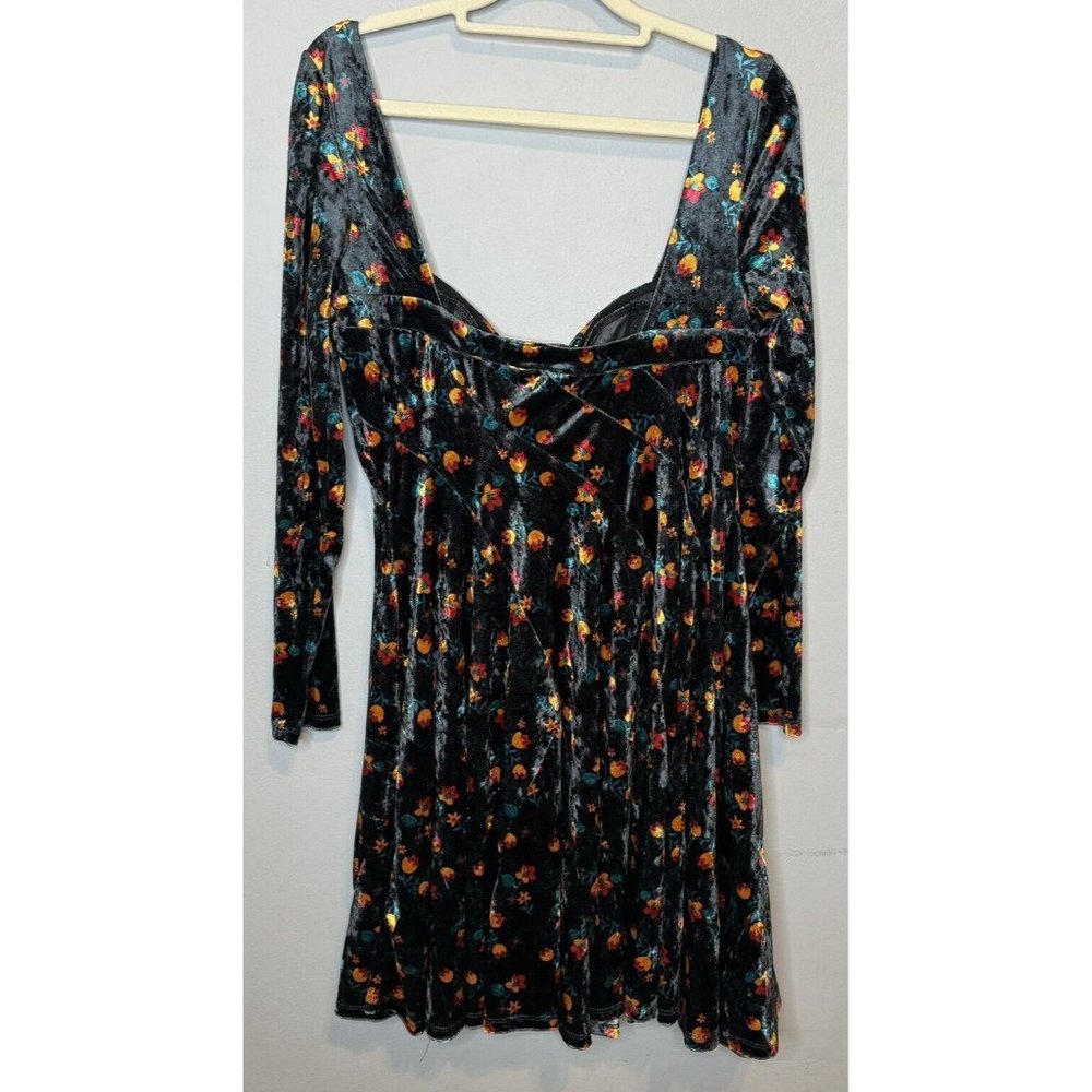 Free People Regina Floral Velvet Bustier Dress Small Long Sleeve - Picture 4 of 10